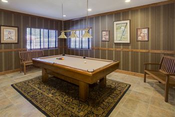 Pool table in the center 